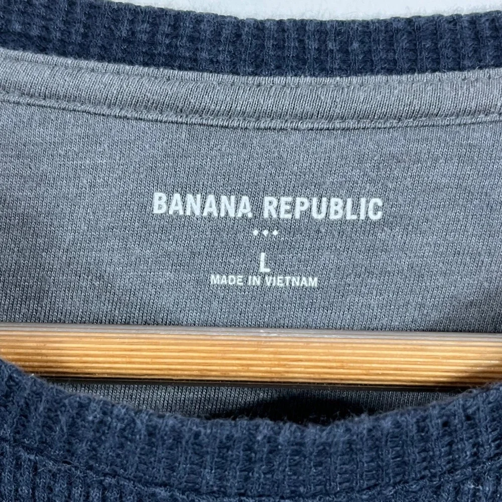 Banana Republic Navy Grunge Y2K Waffle Knit Thermal Long Sleeve Shirt Mens Large